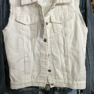 Brand new upcycled ladies white vest size XS. Pit to pit is 17” and length is 21